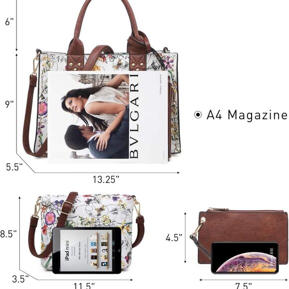 Purses Handbags for Women Tote Wallet Set Top Handle Satchel Shoulder Hobo Bag 3 - Picture 6 of 6